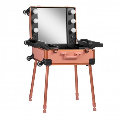 Make-up mirror - cosmetic suitcase PORTABLE GOLD