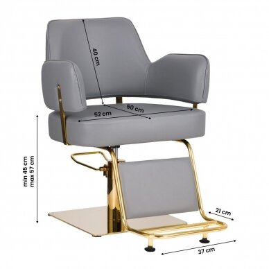 Kirpyklos kėdė GABBIANO PROFESSIONAL HAIRDRESSING CHAIR LINZ GOLD GREY 5