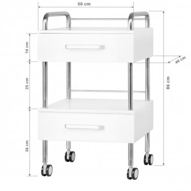 Kosmetologinis vežimėlis 6051 WHITE 4