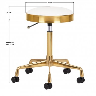 Beautician stool GREEK MODEL 1 WHITE GOLD 2