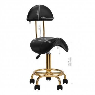 Kosmetologinė meistro kėdutė STOOL BEAUTY 3 BLACK GOLD 5