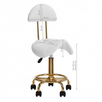 Beautician stool STOOL BEAUTY 3 WHITE GOLD 5