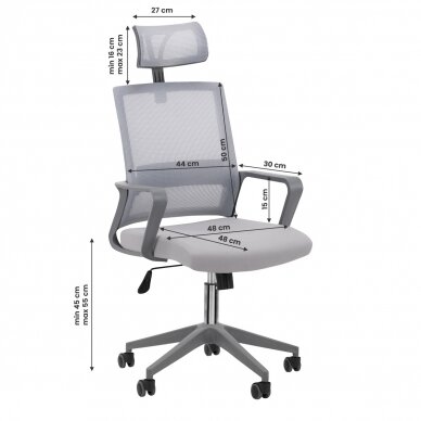 Офисный стул на колесиках RECEPTION CHAIR ETNA PLUS WHITE GREY 8