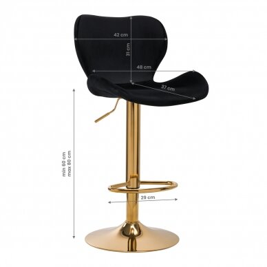 Bar stool BRAVISIMUS VELVET BLACK GOLD 5