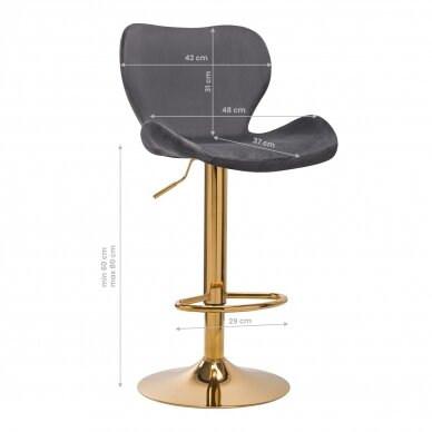 Bar stool BRAVISIMUS VELVET GREY GOLD 5