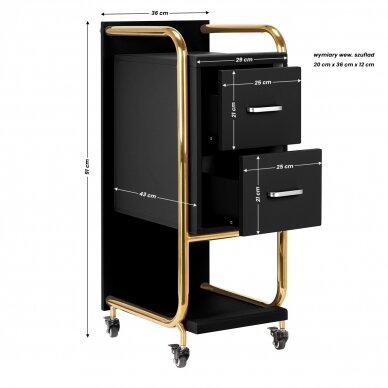 Cosmetology trolley GABBIANO HAIRDRESSER HELPER SOLO MODEL GOLD BLACK 7