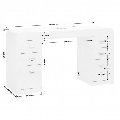 Manicure table with dust collector COSMETIC DESK 314 WHITE 10