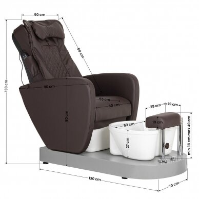 Pedikīra krēsls ar kāju vanniņu AZZURRO 016C PEDICURE MASSAGE CHAIR BROWN 16