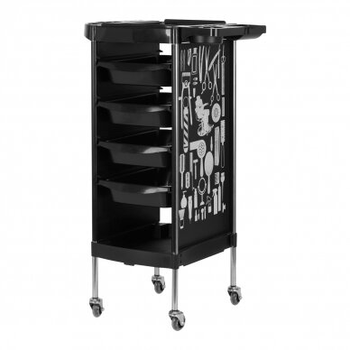 Hairdressing trolley GABBIANO HAIRDRESSER HELPER MODEL 2 BLACK GRAPHIC