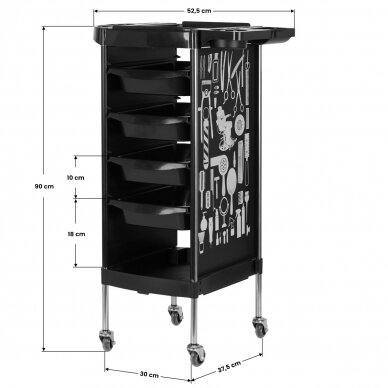 Hairdressing trolley GABBIANO HAIRDRESSER HELPER MODEL 2 BLACK GRAPHIC 7