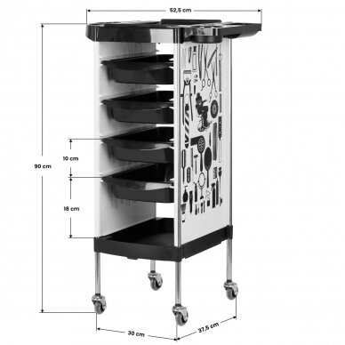 Hairdressing trolley GABBIANO HAIRDRESSER HELPER MODEL 2 WHITE GRAPHIC 6