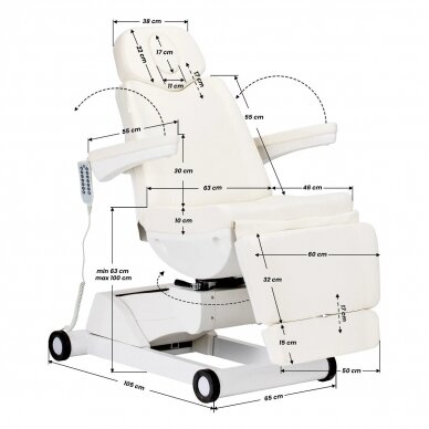 Cosmetology chair electric swivel Azzurro 873 White 16