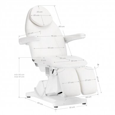 Kosmetologin tuoli Sillon Basic Electric 3 Motors Professional Pedi White 16