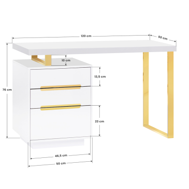 Kosmetologinis stalas 3311G Gold White 1