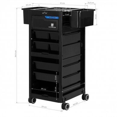 Hairdressing trolley with integrated UV steriliser GABIANNO 68 Black 15