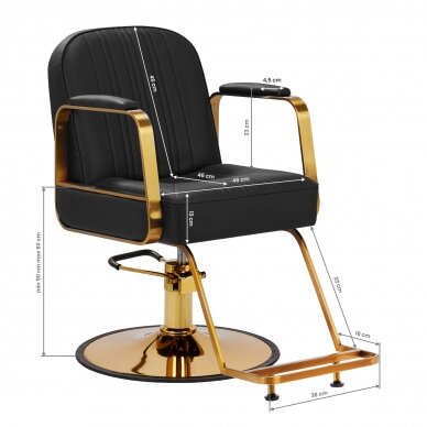 Frizieru krēsls HAIR SYSTEM HAIRDRESSING CHAIR ACRI BLACK GOLD 8