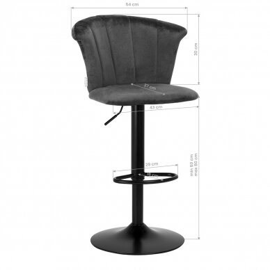 Bar stool 4RICO TULIP VELVET GREY 8