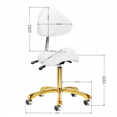 Beautician stool Giovanni 1004 Gold White 9