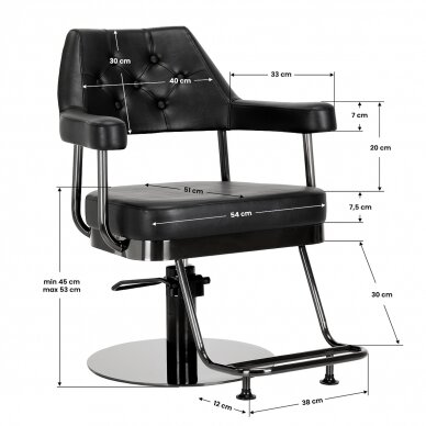 Hairdressing chair Gabbiano Professional Hairdressing Chair Granada Black 7