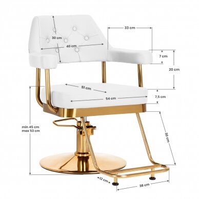 Парикмахерское кресло Gabbiano Professional Hairdressing Chair Granada Gold White 7