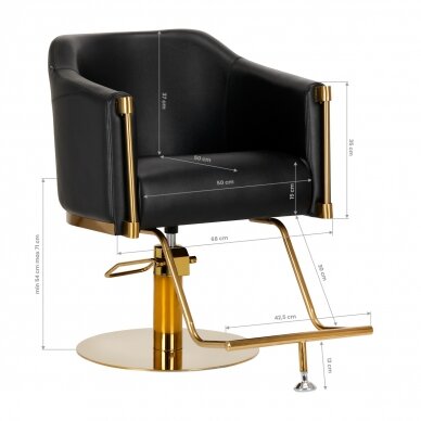 Kirpyklos kėdė Gabbiano Professional Hairdressing Chair Burgos Gold Black 7