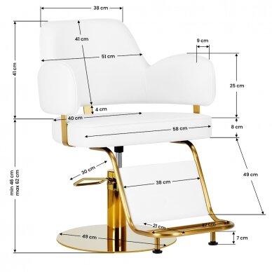 Hairdressing chair Gabbiano Professional Hairdressing Chair Linz Gold White 6