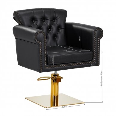 Kirpyklos kėdė GABBIANO PROFESSIONAL HAIRDRESSING CHAIR BERLIN GOLD BLACK 8