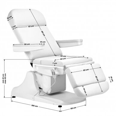 Fotel kosmetyczny Azzurro 891 Electric 3 Motors Professional White 10