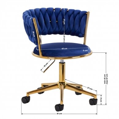 Office chair with wheels 4Rico QS-GW01G Velvet Blue 8