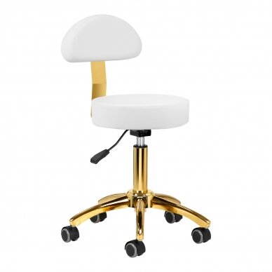 Kosmetologinė meistro kėdutė BEAUTY BACKREST ROUND GOLD WHITE