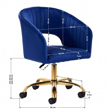 Office chair with wheels 4Rico QS-OF212G Velvet Blue 8