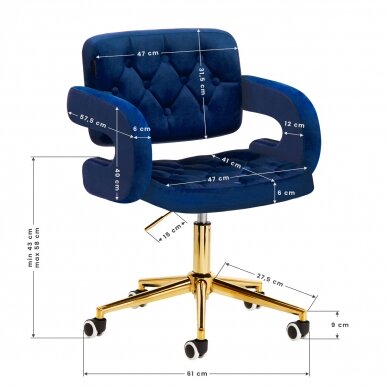 Office chair with wheels 4Rico QS-OF213G Velvet Blue 9
