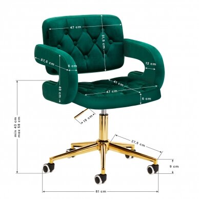 Bürostuhl mit Rollen 4Rico QS-OF213G Velvet Green 9