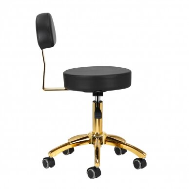 Kosmetologinė meistro kėdutė STOOL BEAUTY BACKREST ROUND GOLD BLACK 1