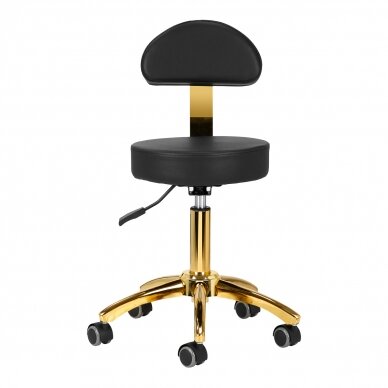 Kosmetologinė meistro kėdutė STOOL BEAUTY BACKREST ROUND GOLD BLACK 2