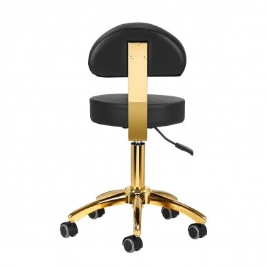 Kosmetologinė meistro kėdutė STOOL BEAUTY BACKREST ROUND GOLD BLACK 3