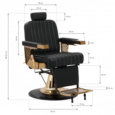 Barbierstuhl Professional Barber Chair Gabbiano Marcus Gold Black 12