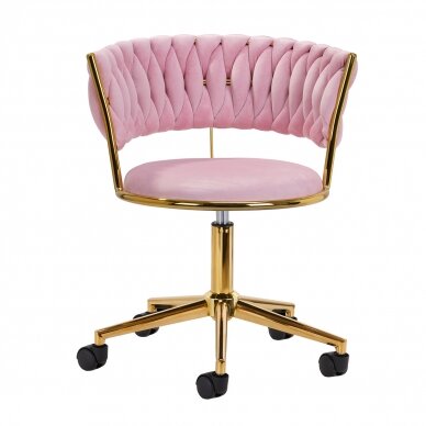 Office chair with wheels 4Rico QS-GW01G Velvet Pink 1