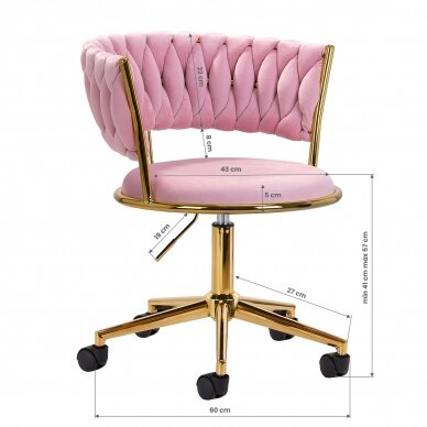 Office chair with wheels 4Rico QS-GW01G Velvet Pink 7