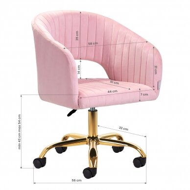 Office chair with wheels 4Rico QS-OF212G Velvet Pink 7