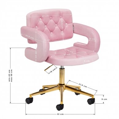 Office chair with wheels 4Rico QS-OF213G Velvet Pink 8