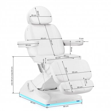 Kosmetoloģijas krēsls Sillon Luxury Electric 3 Motors White 16