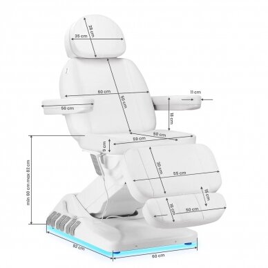 Kosmetoloģijas krēsls Sillon Luxury Electric 3 Motors Foot Control White 16