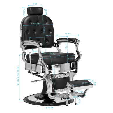 Парикмахерское кресло Barber Chair Gabbiano Ernesto B Black 16