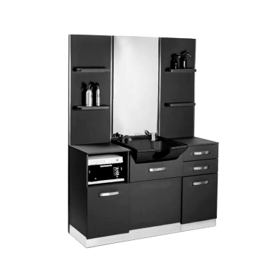 Hairdressing console with mirror and sink Gabbiano B085B Black