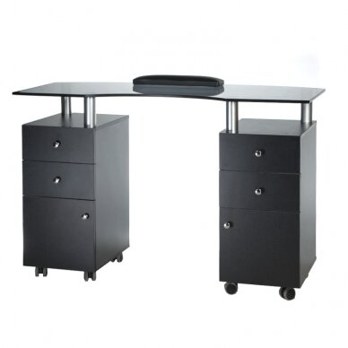 Kosmētikas galds MANICURE DESK PRO GLASS BLACK