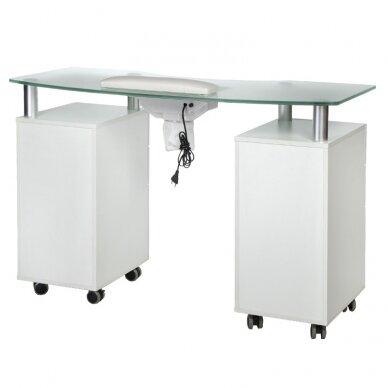 Manikyyripöytä pölynkerääjällä MANICURE DESK PRACTIC GLASS WHITE 1