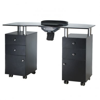 Maniküürilaud tolmukoguriga MANICURE DESK PRACTIC GLASS BLACK