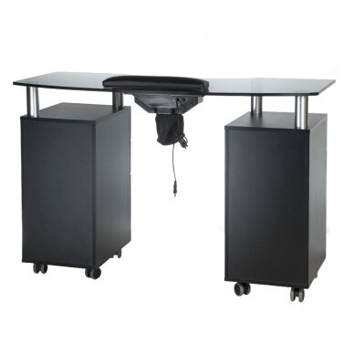 Maniküürilaud tolmukoguriga MANICURE DESK PRACTIC GLASS BLACK 1