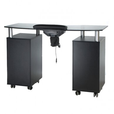 Manicure table with dust collector MANICURE DESK PRACTIC GLASS BLACK 1